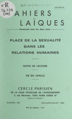 Place de la sexualité dans les relations humaines - Notes de lecture. Vie du Cercle