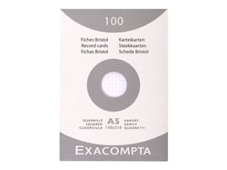 Lot de 100 fiches bristol quadrillé 5 x 5 mm Exacompta - 14,8 x 21 cm - blanc