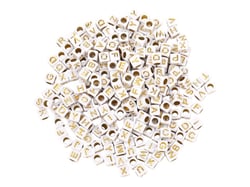 Perles Alphabet Carré Blanc/Dorées - Créalia