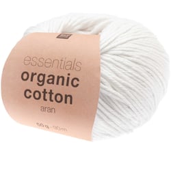Pelote de fil à tricoter 100% coton - Rico Design - Essentials Organic Cotton Aran - Blanc 1