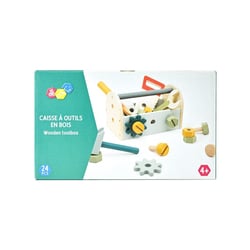 Caisse à outils en bois et 23 accessoires