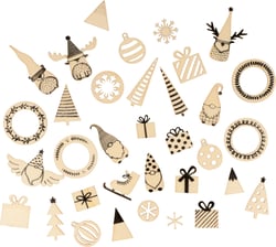 34 mini silhouettes de Noël - Artemio - bois 