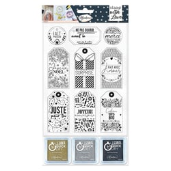 Aladine 9 tampons en mousse - Etiquettes cadeaux - With Love