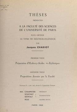 Préparation d'hydroxy-acides ?-éthyléniques - Suivi de Propositions données par la Faculté : Adhérence des revêtements organiques