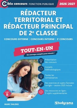 Rédacteur territorial et rédacteur principal de 2e classe - Tout-en-un - Catégorie B - Concours 2026-2027