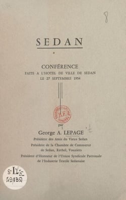 Sedan - Conférence faite à l'hôtel de ville de Sedan, le 27 septembre 1954