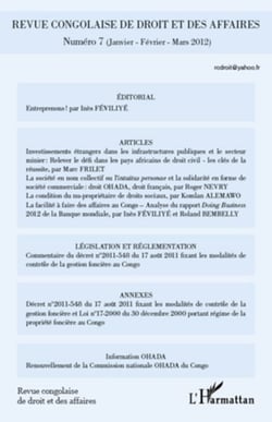 Revue congolaise de droit et des affaires - (janvier/février/mars 2012)