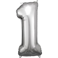 Ballon métallisé Large - Nombre 1 - argent - 33 cm x 86 cm