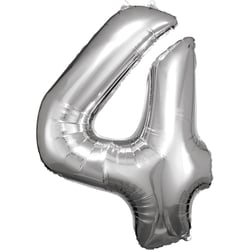 Ballon métallisé Large - Nombre 4 - argent - 66 cm x 86 cm