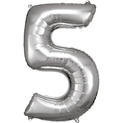 Ballon métallisé Large - Nombre 5 - argent - 58 cm x 86 cm
