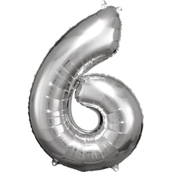 Ballon métallisé Large - Nombre 6 - argent - 55 cm x 86 cm