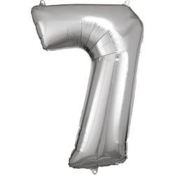 Ballon métallisé Large - Nombre 7 - argent - 58 cm x 86 cm