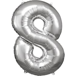 Ballon métallisé Large - Nombre 8 - argent - 53 cm x 86 cm