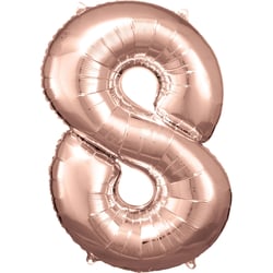 Ballon métallisé Large - Nombre 8 - rose or - 53 cm x 86 cm