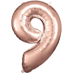 Ballon métallisé Large - Nombre 9 - rose or - 63 cm x 86 cm