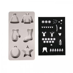 Kit moule en silicone de Noël et pochoir sérigraphié