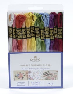 Lot de 24 fils à broder DMC - Mouliné - Floral 