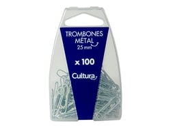 Lot de 100 trombones métal 25mm Cultura