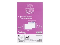 15 cartes de visite et enveloppes adhésives - 90x140mm - 90g/m² - Cultura