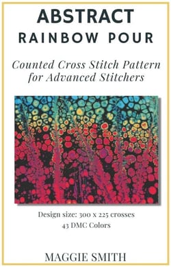 Abstract Rainbow Pour | Counted Cross Stitch Pattern for Advanced Stitchers - Abstract Cross Stitch