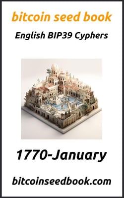 Bitcoin Seed Book English BIP39 Cyphers Volume 1770-January - Bitcoin Seed Book 1770, #1