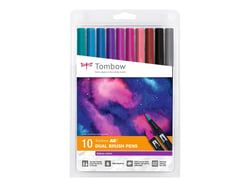 Lot de 10 feutres pinceau ABT à double pointe - Tombow - 10C-3 - Couleurs Galaxy