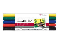 Lot de 5 feutres à alcool ABT Pro à double pointe - Tombow - 5P-1- Couleurs primaires