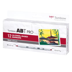 Coffret de 12 feutres à alcool ABT Pro à double pointe - Tombow - 12P-1 - Couleurs primaires