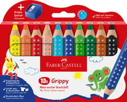 Crayons de couleur Faber Castell - Grippy - 10 pièces + taille crayon