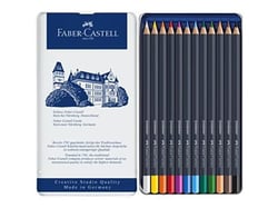 Boîte en métal 12 crayons de couleur - Faber-Castell - Couleurs assorties - Goldfaber