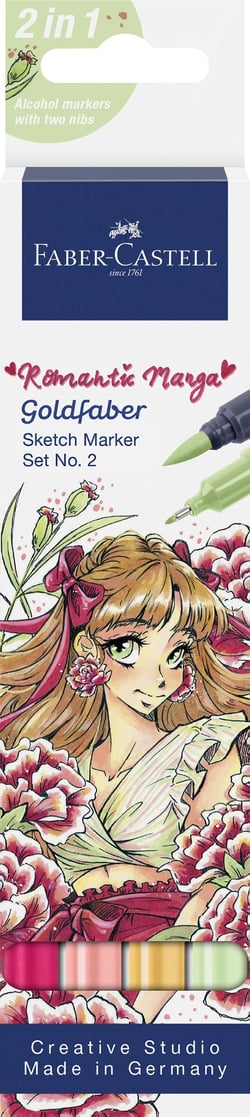 Lot de 8 marqueurs alcool Sketch Marker Goldfaber : Manga Romantic n°2 - Faber Castell