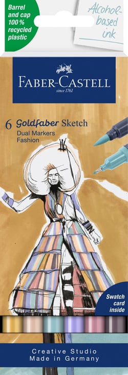 Lot de 6 marqueurs à base d'alcool - Faber Castell - Goldfaber Sketch Marker