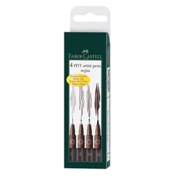 Lot de 4 feutres fineliners - Pitt Artist pen - S/F/M/B - sépia