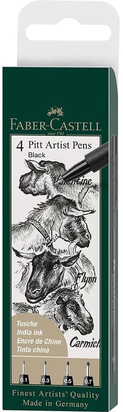 Lot de 4 feutres fineliners - Pitt Artist Pen - noir