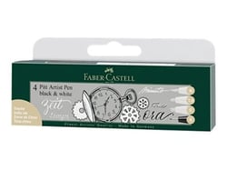 Etui 4 Feutres Pitt Artist Pen blanc et noir - Pointe Calibrée