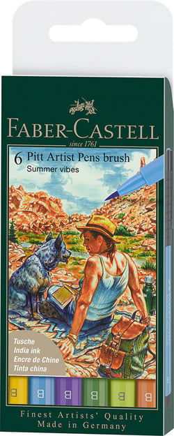 Pochette 6 feutres  fineliners - Pitt Artist Pen - été - Faber Castell
