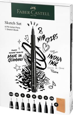 Coffret Faber-Castell - Pitt Artist Pen - 8 feutres techniques + Sketchbook