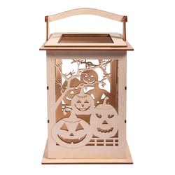 Lanterne en bois modèle citrouille - 15,3x15,3x26,5 cm