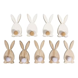 Lot de 9 mini lapins avec pompon Rayher