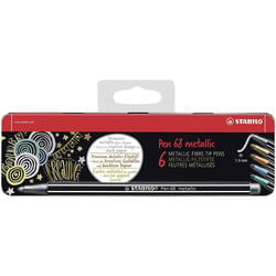 Lot de 6 feutres métallisés pointe moyenne- STABILO - Couleurs assorties - Pen 68 metallic