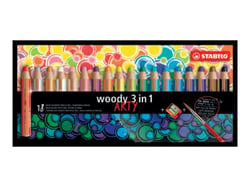 Crayon de couleur - STABILO woody 3in1 - Etui carton x 18 crayons de  coloriage + taille-crayon + pinceau rond