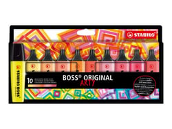 Lot de 10 surligneurs pointe large - STABILO - Couleurs chaudes - BOSS ORIGINAL ARTY