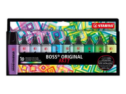 Lot de 10 surligneurs pointe large - STABILO - Couleurs froides - BOSS ORIGINAL ARTY