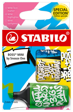 Lot de 3 surligneurs pointe large - STABILO - Vert, jaune, bleu - BOSS MINI by Snooze One