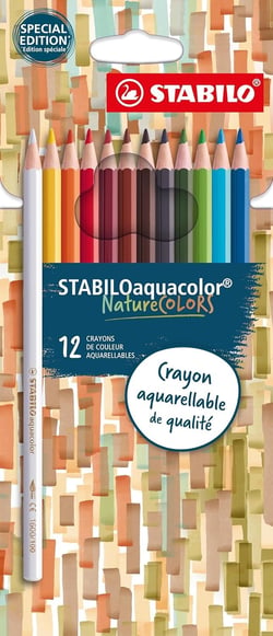 Lot de 12 crayons de couleur aquarellables pointe épaisse - STABILO - Stabiloaquacolor Nature Colors