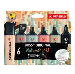 Lot de 6 surligneurs pointe large - Nature - STABILO BOSS ORIGINAL