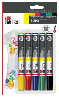 Set de 5 marqueurs textile - Marabu Textil painter 2-4mm
