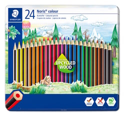 Boîte métal de 24 crayons de couleur en bois upcyclé - Noris coulour 185 - Staedtler