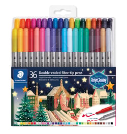Lot de 36 feutres de coloriage double pointe - Staedtler - Couleurs assorties - Design Journey Noël