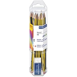 Lot de 12 crayons à papier et mini-gomme - Noris - Mine HB - Staedtler